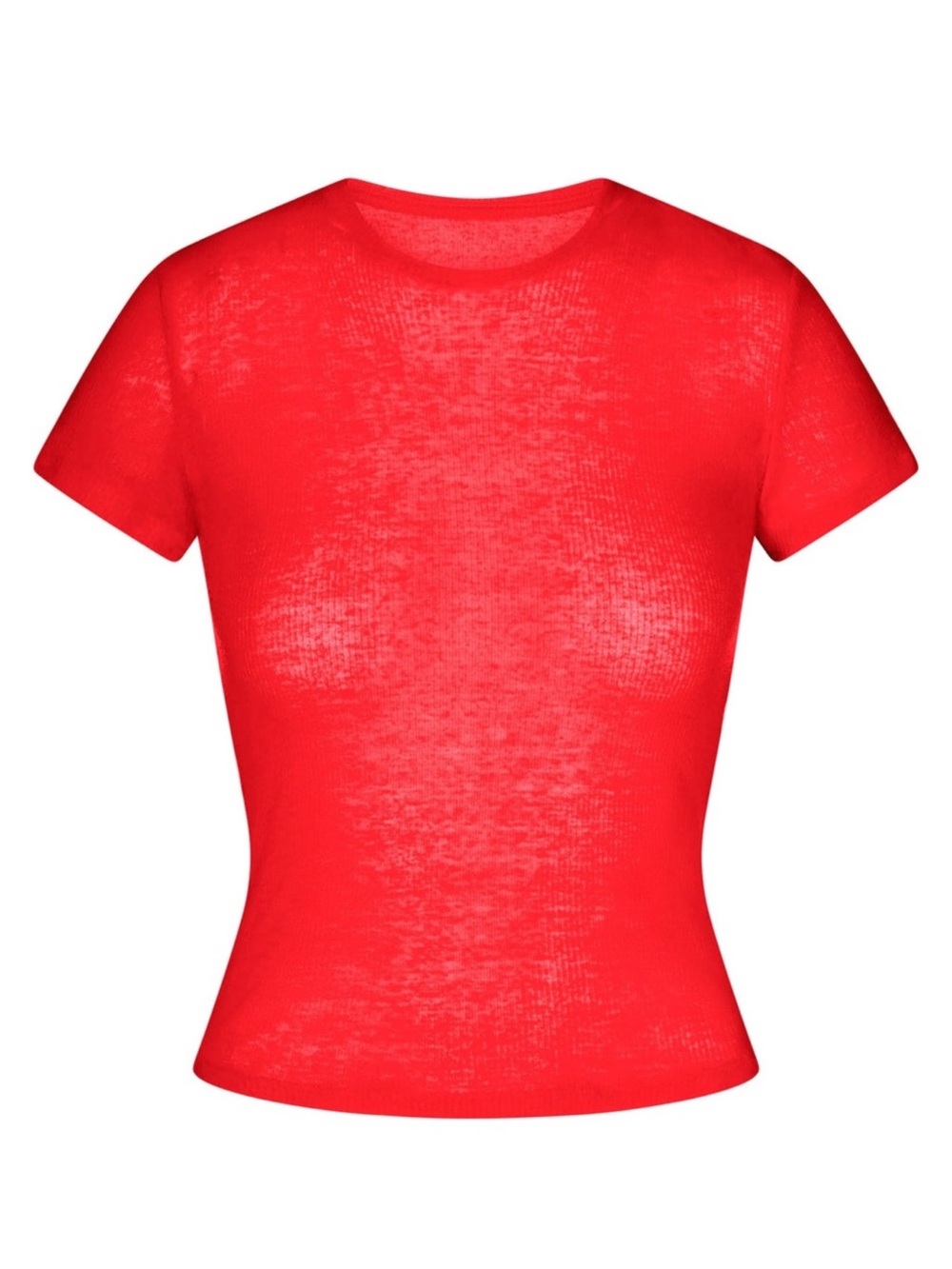 Skims Sheer Rib T-Shirt in Carmine Red NWT MEDIUM (C4)